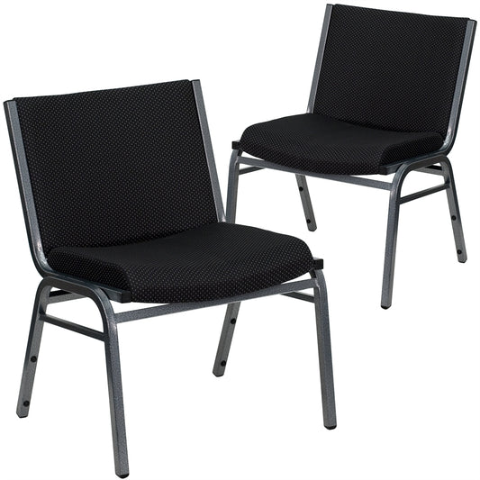 2 Pk. HERCULES Series 1000 lb. Capacity Big and Tall Extra Wide Black Fabric Stack Chair