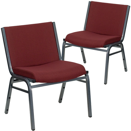 2 Pack HERCULES Series 1000 lb. Capacity Big and Tall Extra Wide Burgundy Fabric Stack Chair