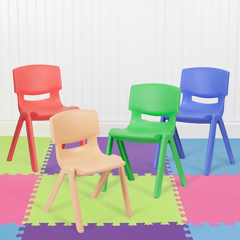 4 Pack Plastic Stackable School Chairs with 13.25" Seat Height, Assorted Colors