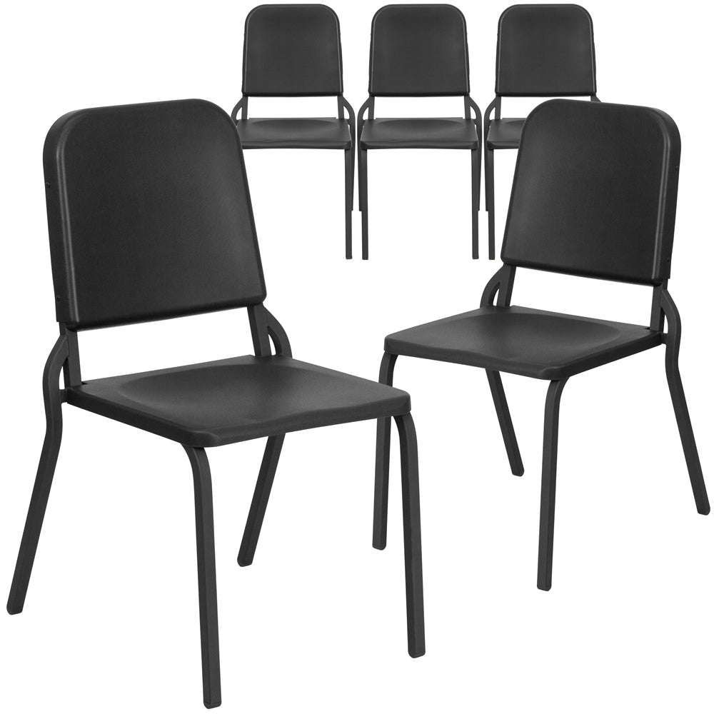 5 Pk. HERCULES Series Black High Density Stackable Melody Band/Music Chair