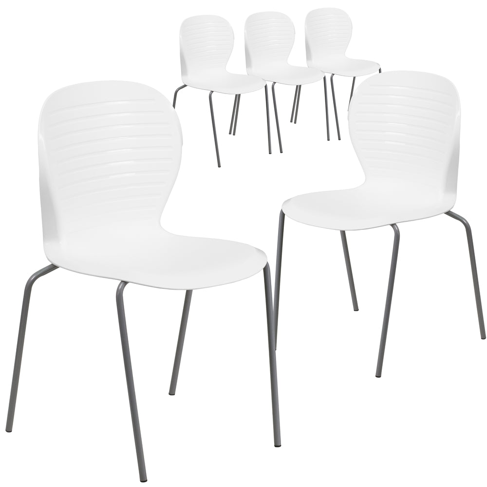 5 Pk. HERCULES Series 551 lb. Capacity White Stack Chair