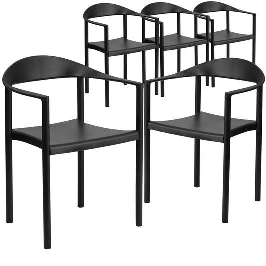 5 Pk. HERCULES Series 1000 lb. Capacity Black Plastic Cafe Stack Chair