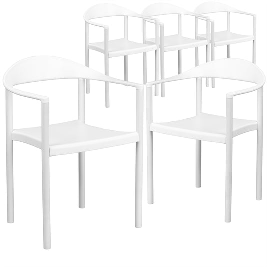 5 Pk. HERCULES Series 1000 lb. Capacity White Plastic Cafe Stack Chair