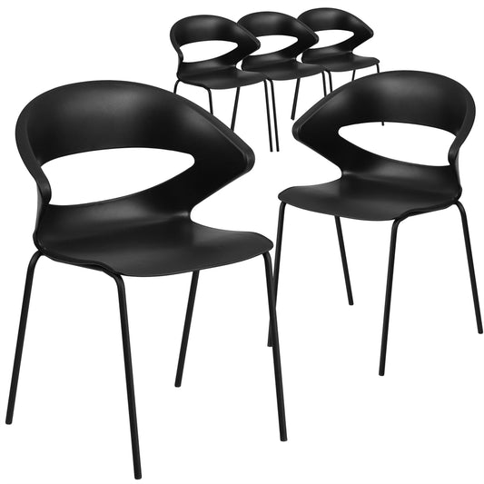 5 Pk. HERCULES Series 440 lb. Capacity Black Stack Chair