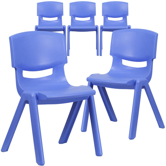 5 Pk. Blue Plastic Stackable School Chair with 15.5'' Seat Height