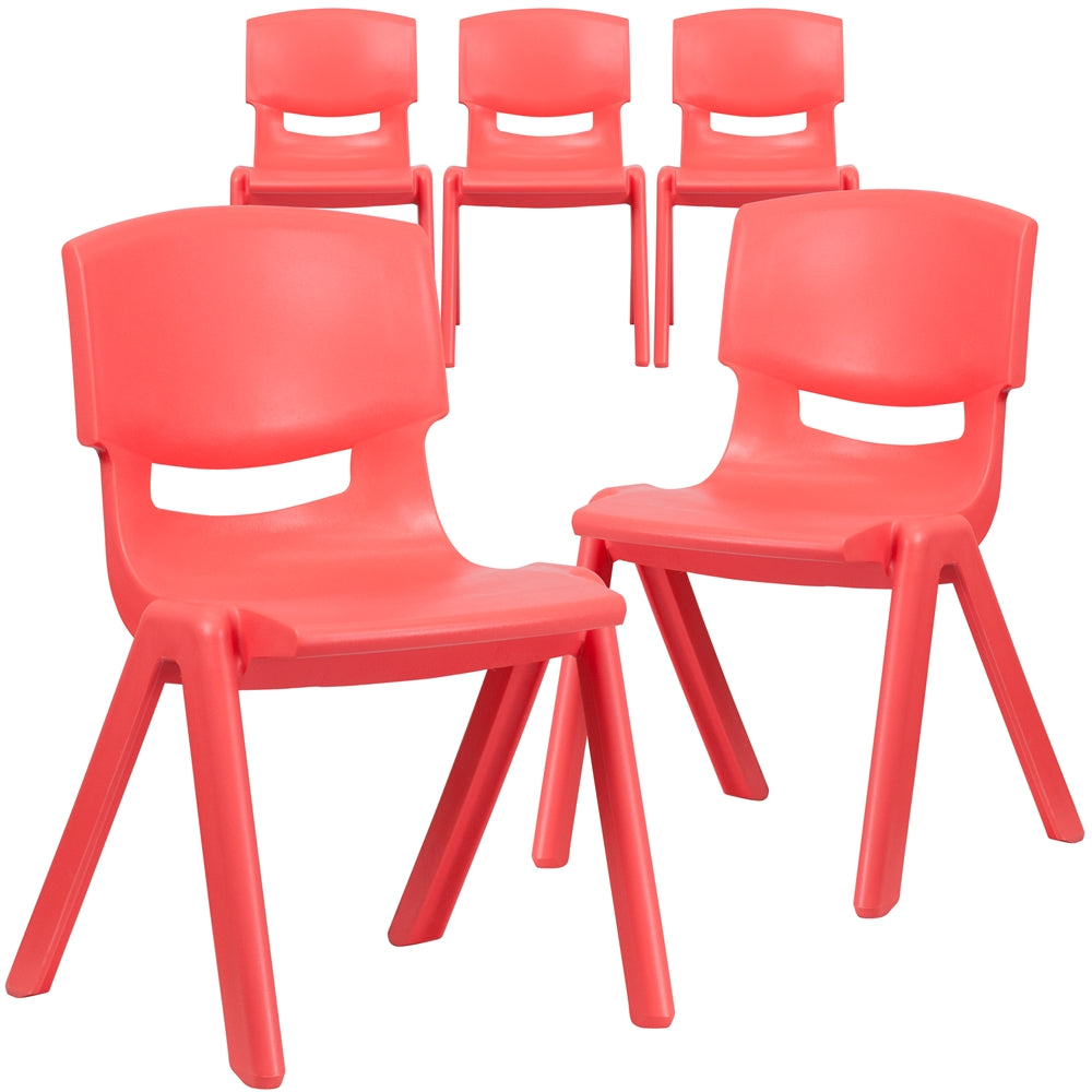 5 Pk. Red Plastic Stackable School Chair with 15.5'' Seat Height