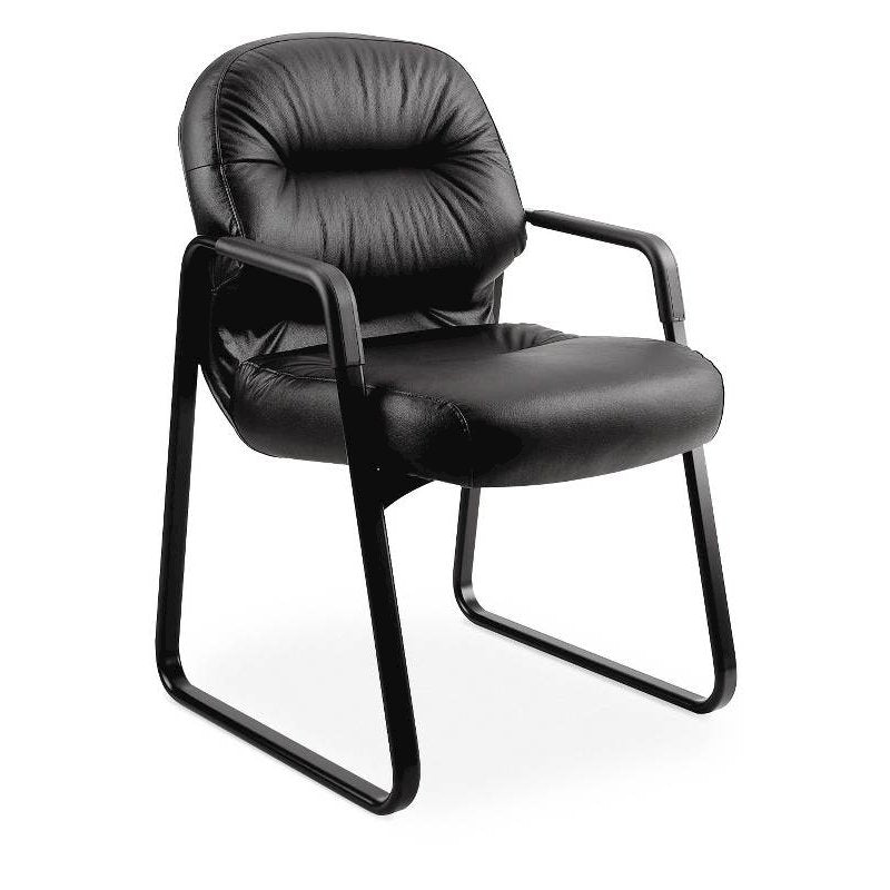 HON Pillow-Soft Guest Chair | Fixed Arms | Black Leather