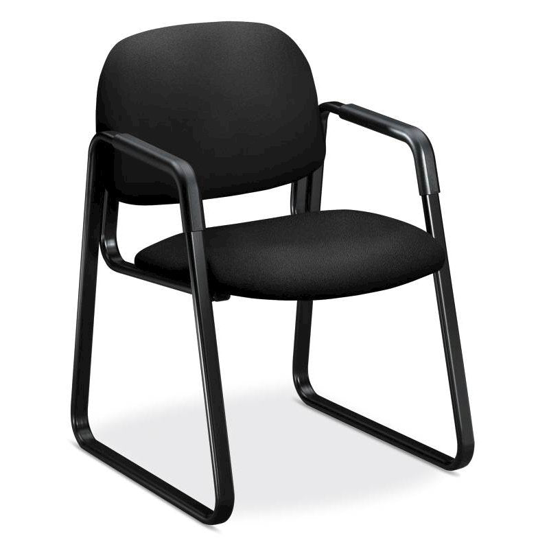 HON Solutions Seating Sled Base Guest Chair | Fixed Arms | Black Fabric