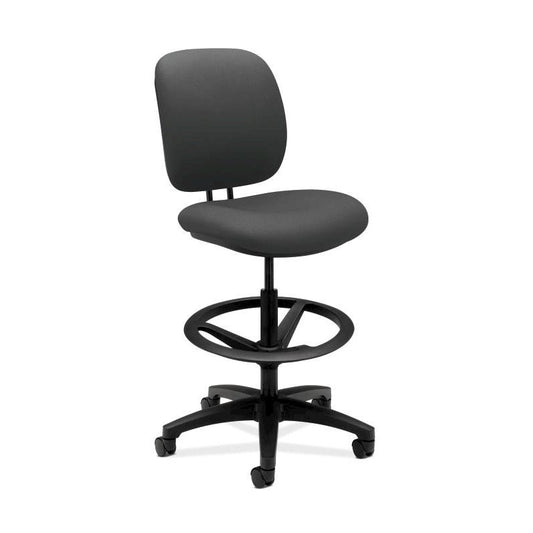 HON ComforTask Stool | Extended-Range Seat Height, Adjustable Footring | Iron Ore Fabric