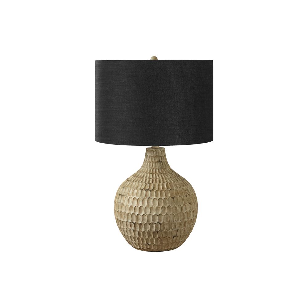 Lighting, 25"H, Table Lamp, Black Shade, Brown Resin, Contemporary