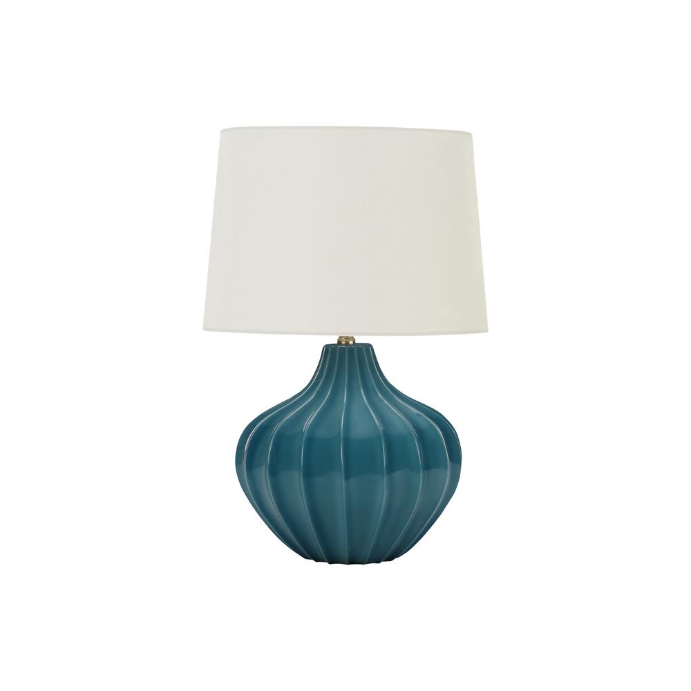 Lighting, 24"H, Table Lamp, Blue Ceramic, Ivory / Cream Shade, Transitional