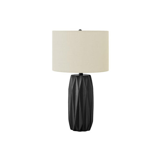 Lighting, 25"H, Table Lamp, Black Ceramic, Ivory / Cream Shade, Contemporary