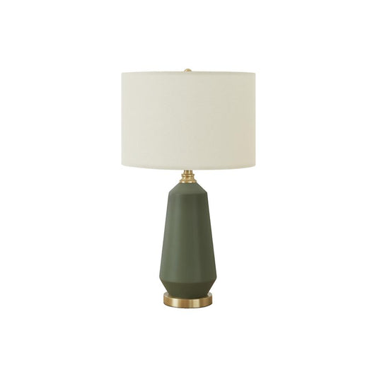 Lighting, 26"H, Table Lamp, Green Ceramic, Ivory / Cream Shade, Contemporary