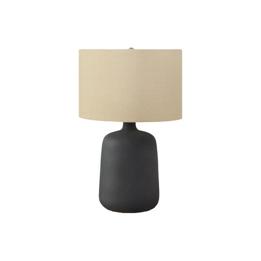 Lighting, 24"H, Table Lamp, Black Ceramic, Beige Shade, Contemporary