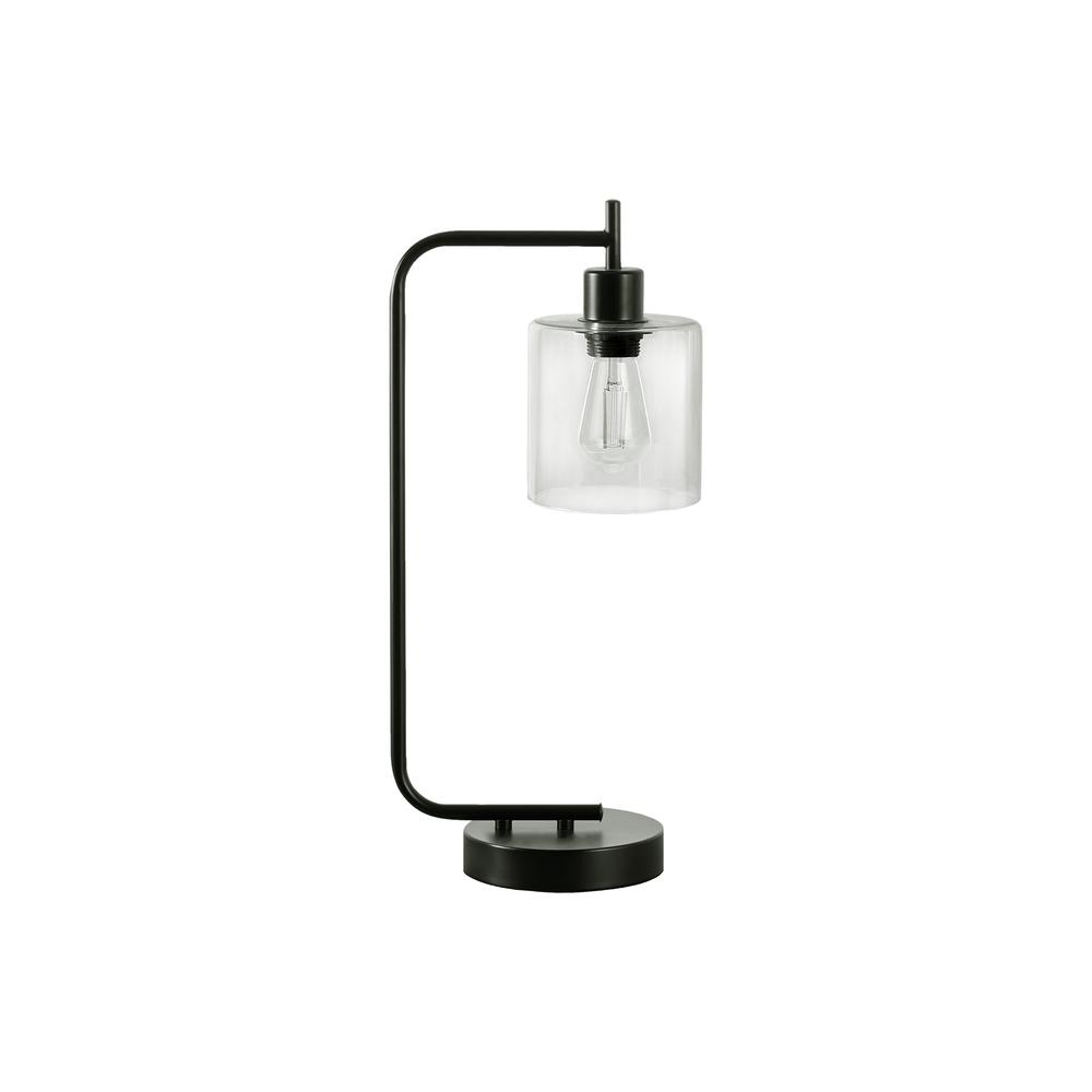 Lighting, 20"H, Table Lamp, Usb Port Included, Black Metal, Glass Shade, Modern