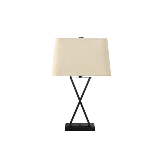 Lighting, 25"H, Table Lamp, Usb Port Included, Black Metal, Beige Shade