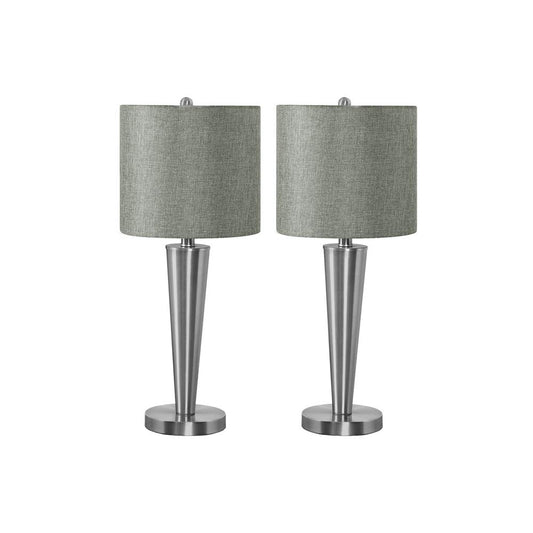 Lighting, Set Of 2, 24"H, Table Lamp, Usb Port Included, Nickel Metal