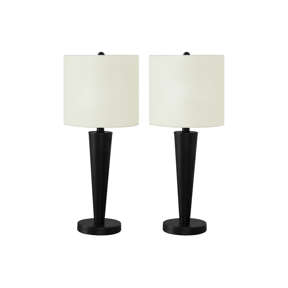 Lighting, Set Of 2, 24"H, Table Lamp, Usb Port Included, Black Metal