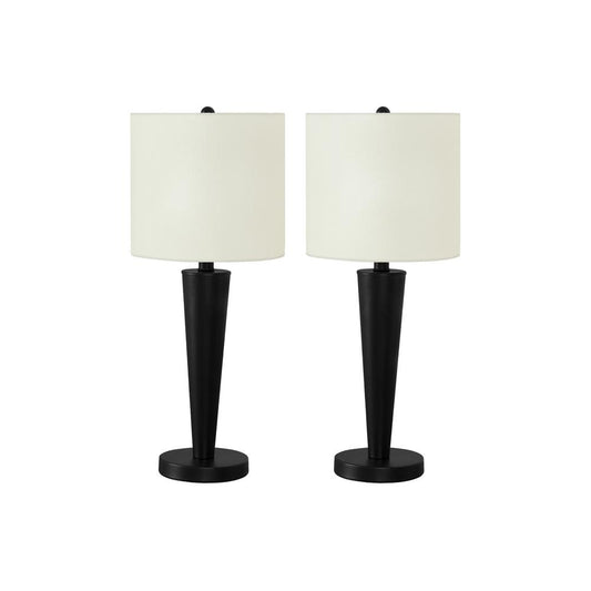 Lighting, Set Of 2, 24"H, Table Lamp, Usb Port Included, Black Metal