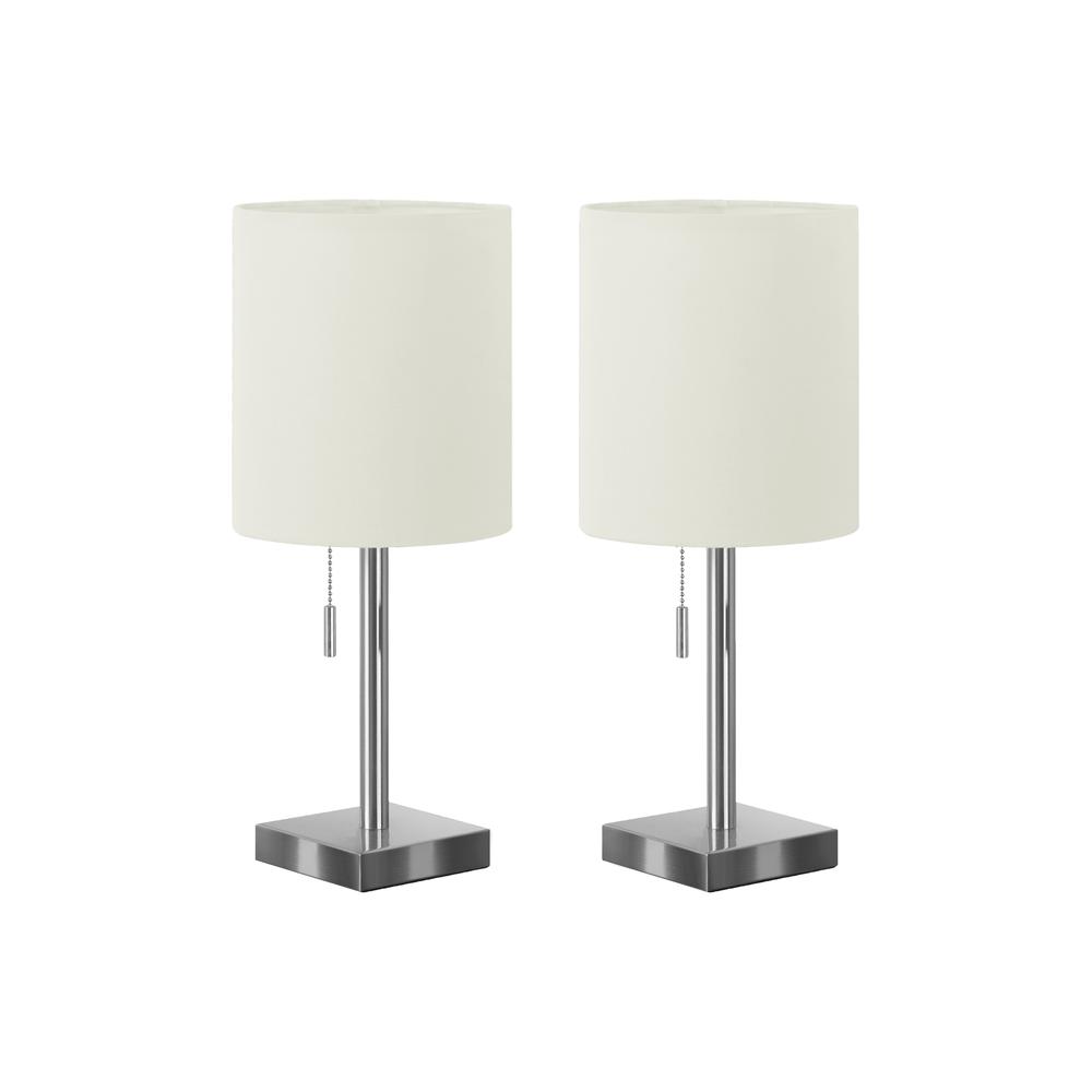 Lighting, Set Of 2, 17"H, Table Lamp, Usb Port Included, Nickel Metal