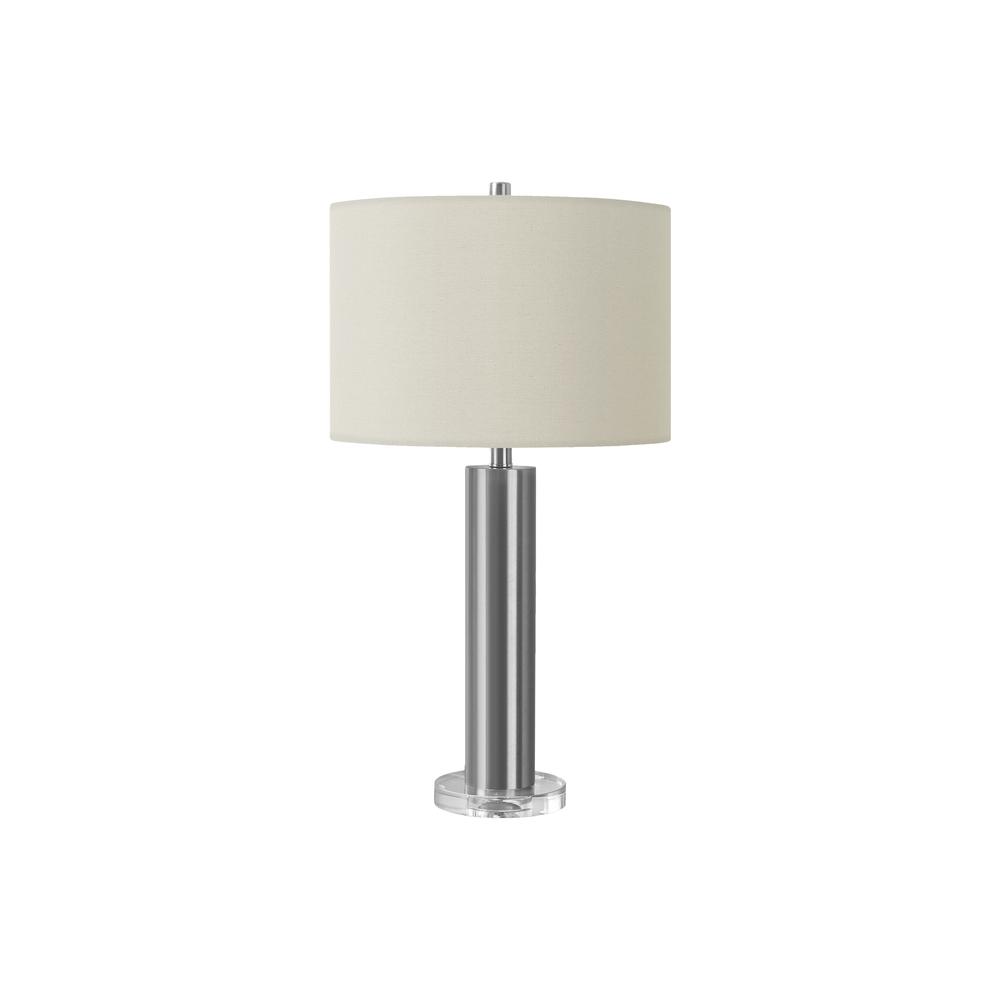 Lighting, 28"H, Table Lamp, Nickel Metal, Ivory / Cream Shade, Contemporary