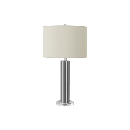 Lighting, 28"H, Table Lamp, Nickel Metal, Ivory / Cream Shade, Contemporary