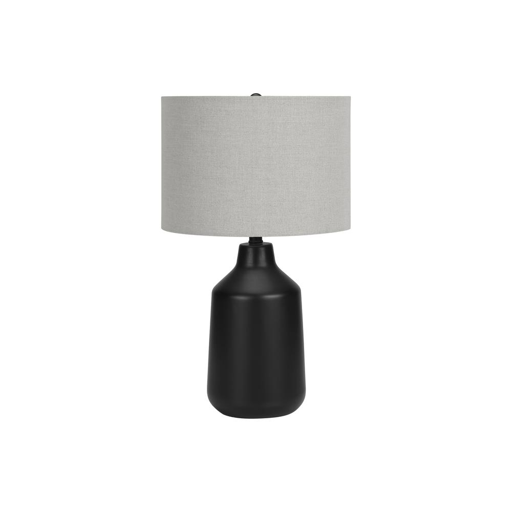 Lighting, 24"H, Table Lamp, Black Concrete, Grey Shade, Contemporary