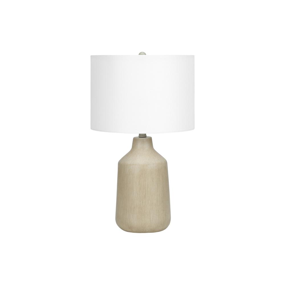 Lighting, 24"H, Table Lamp, Beige Concrete, Ivory / Cream Shade, Contemporary