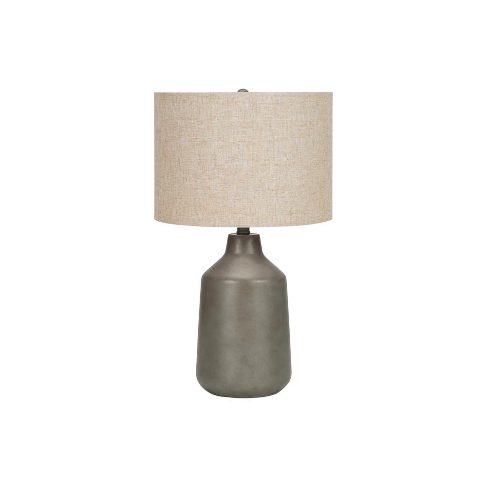 Lighting, 24"H, Table Lamp, Grey Concrete, Beige Shade, Contemporary