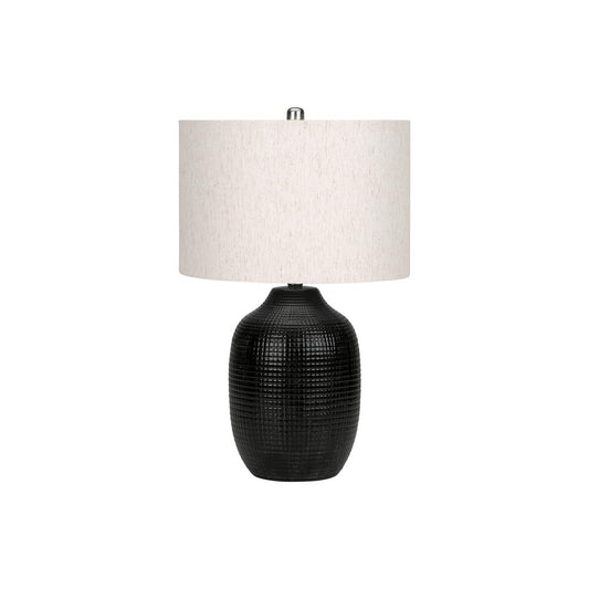 Lighting, 26"H, Table Lamp, Black Ceramic, Ivory / Cream Shade, Contemporary