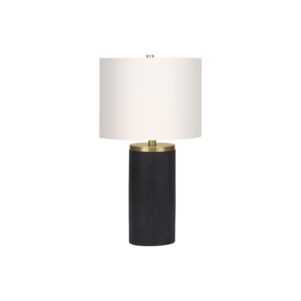 Lighting, 24"H, Table Lamp, Black Concrete, Ivory / Cream Shade, Modern