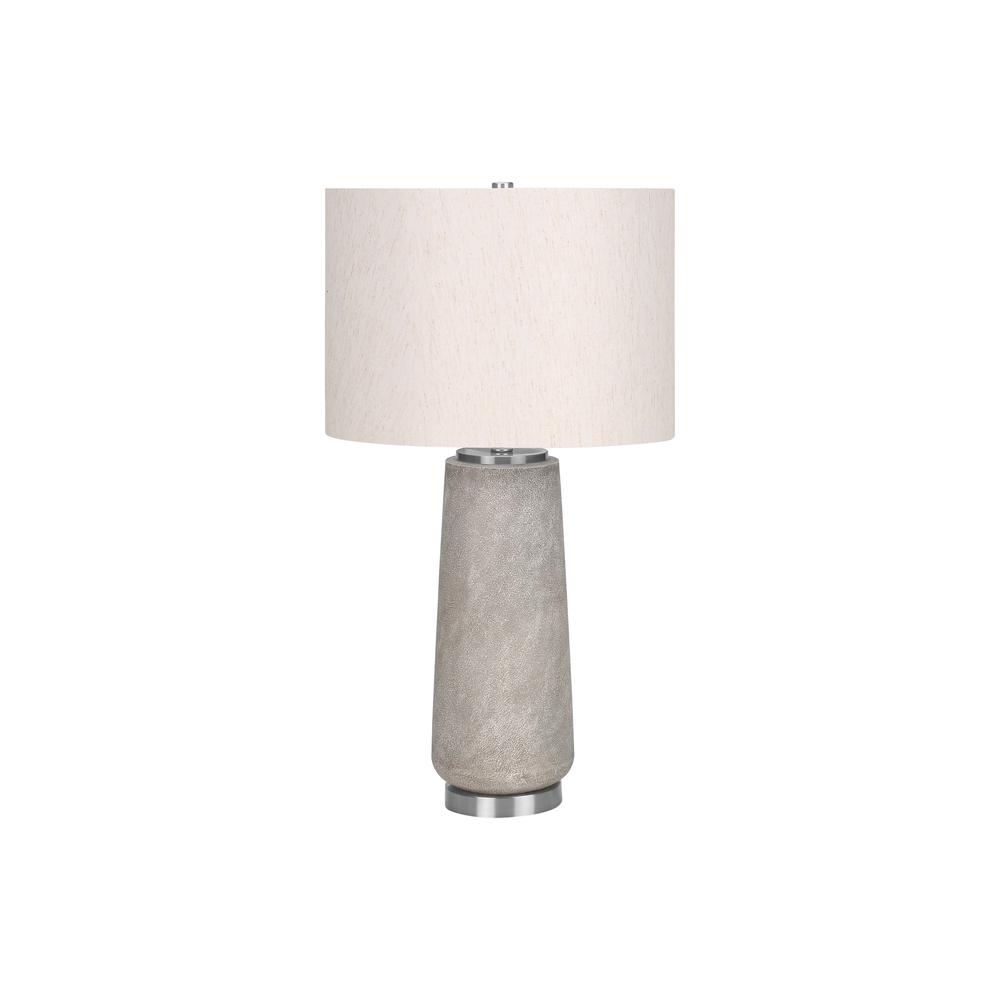 Lighting, 29"H, Table Lamp, Grey Resin, Ivory / Cream Shade, Modern