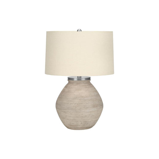 Lighting, 25"H, Table Lamp, Cream Concrete, Beige Shade, Contemporary