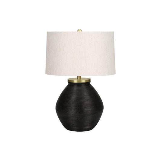 Lighting, 25"H, Table Lamp, Black Concrete, Ivory / Cream Shade, Contemporary