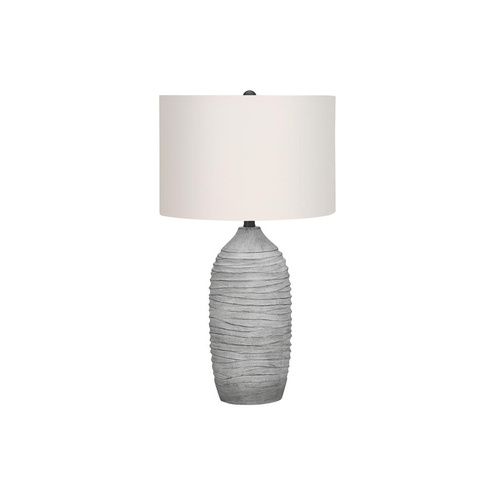 Lighting, 27"H, Table Lamp, Grey Resin, Ivory / Cream Shade, Modern