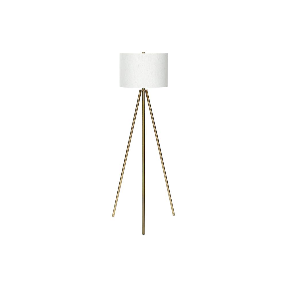 Lighting, 63"H, Floor Lamp, Brass Metal, Ivory / Cream Shade, Contemporary