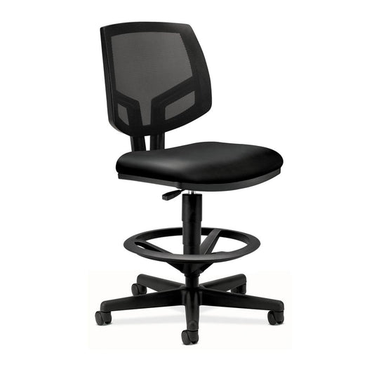 HON Volt Mesh Back Task Stool- Upholstered Adjustable Office Stool,  Black (H5715)