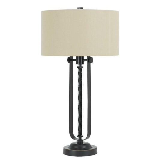 150W 3 Way Foggiametal  Table Lamp With Hardback Burlap Shade