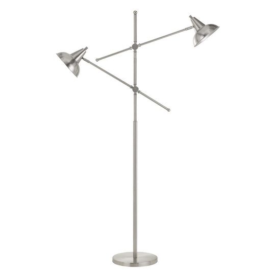 60W X 2 Canterbury Metal Adjustable Floor Lamp 61' Height Metal Floor Lamp in Brushed Steel