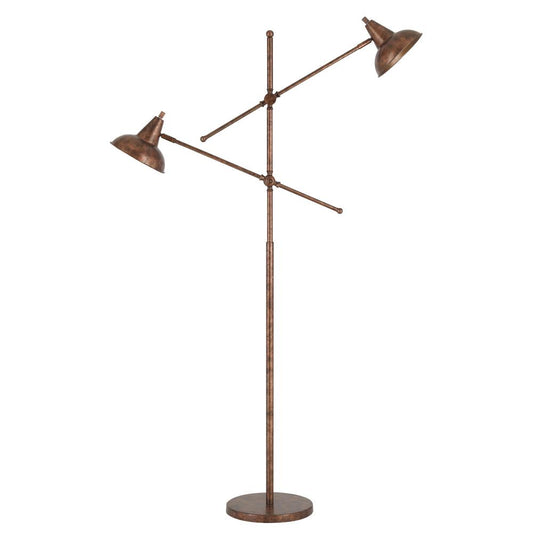 60W X 2 Canterbury Metal Adjustable Floor Lamp 61' Height Metal Floor Lamp in Rust