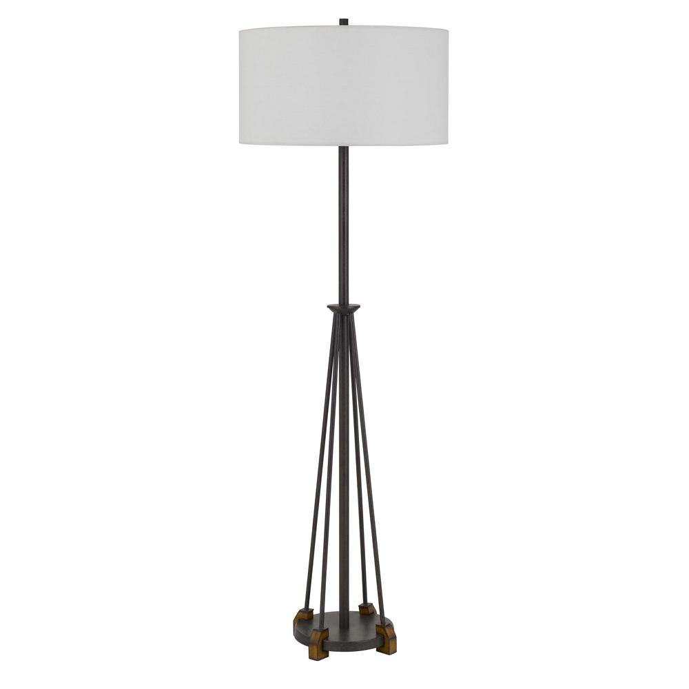 Bellewood Metal/Wood Floor Lamp With Fabric Drum Shade