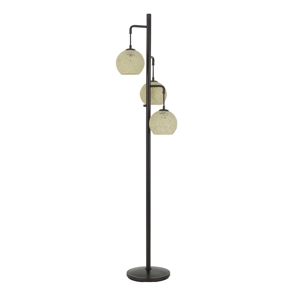 Sardis Metal Floor Lamp With Round Roped Shade