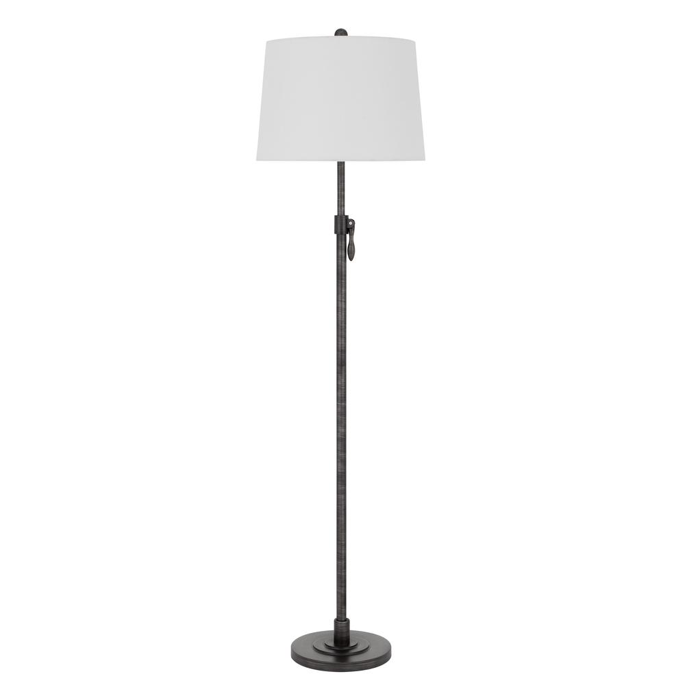 150W 3 way Riverwood adjustable metal floor lamp with hardback taper fabric drum shade, Antique Silver