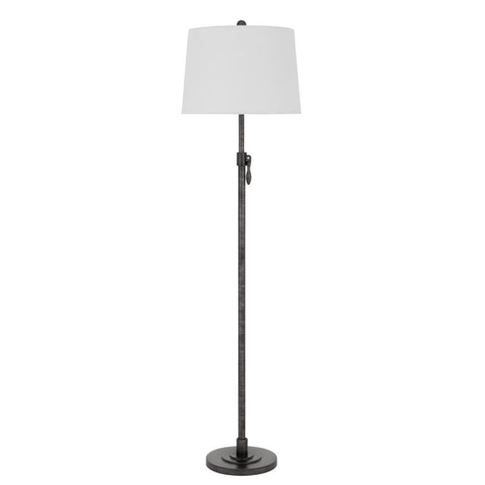 150W 3 way Riverwood adjustable metal floor lamp with hardback taper fabric drum shade, Antique Silver