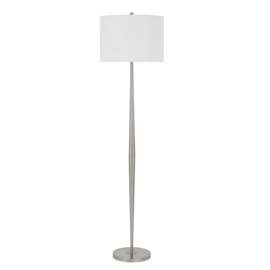 150W 3 way Sterling metal floor lamp with hardback drum shade, Brushed Steel