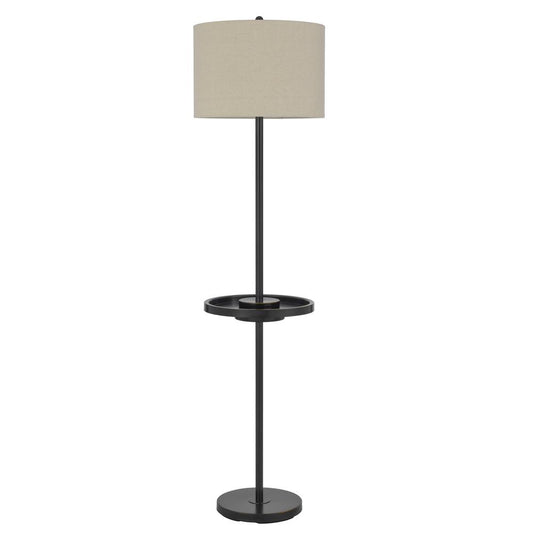 Crofton metal floor lamp with metal tray table and 2 USB charging ports