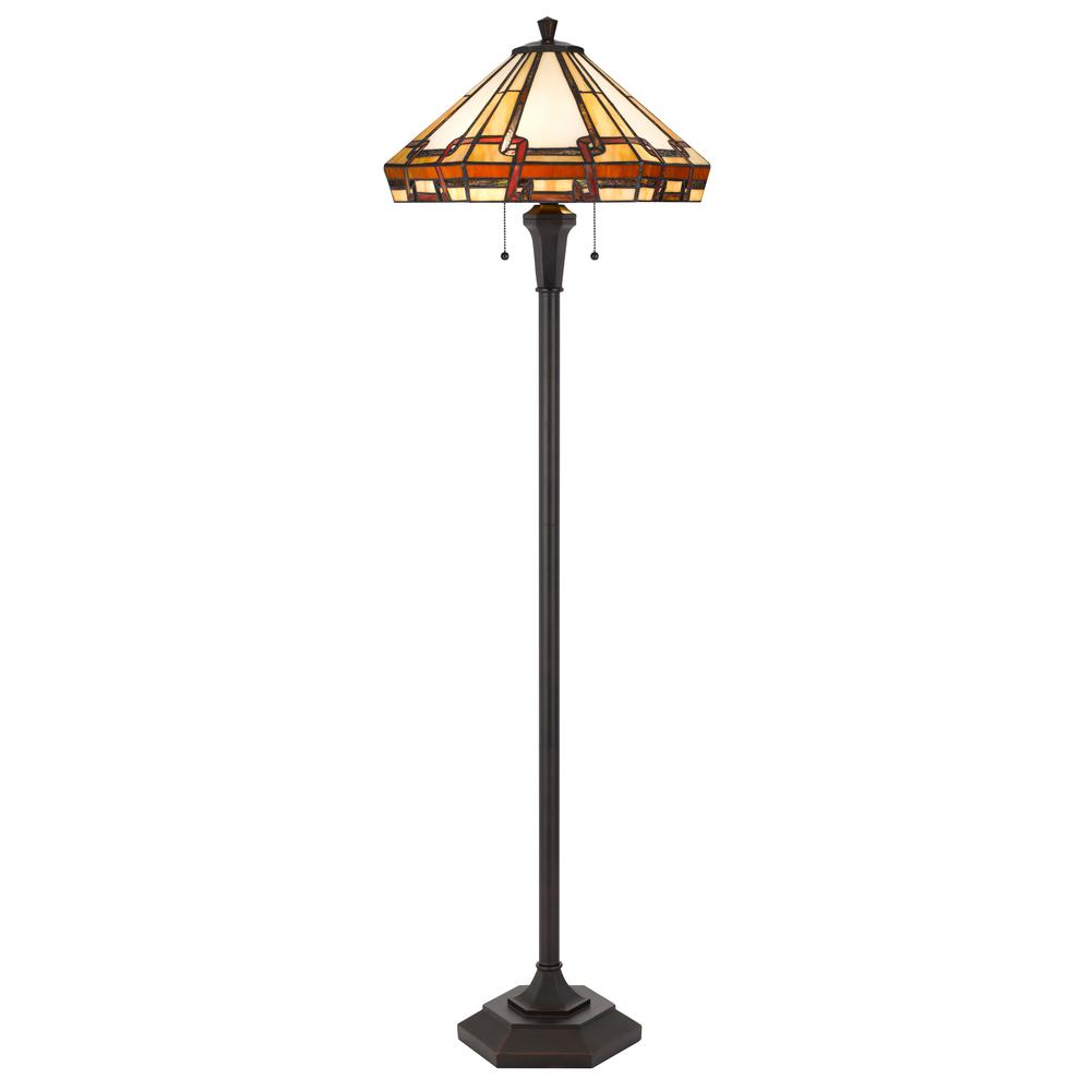 60W x 2 Tiffany table lamp with pull chain switch with metal and resin lamp body