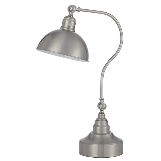 Industrial adjustable metal downbridge desk lamp with half dome metal shade, brushed Steel