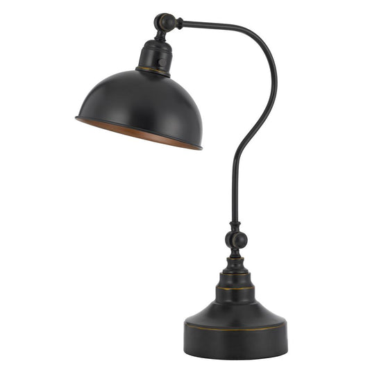 Industrial adjustable metal downbridge desk lamp with half dome metal shade, Dark Bronze