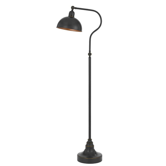 Industrial adjustable metal downbridge floor lamp with half dome metal shade, Dark Bronze